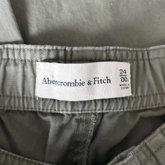 Abercrombie & Fitch Cargo Pants Women's Size 24 Olive Green Wide Leg Utility Y2K - Picture 12 of 13